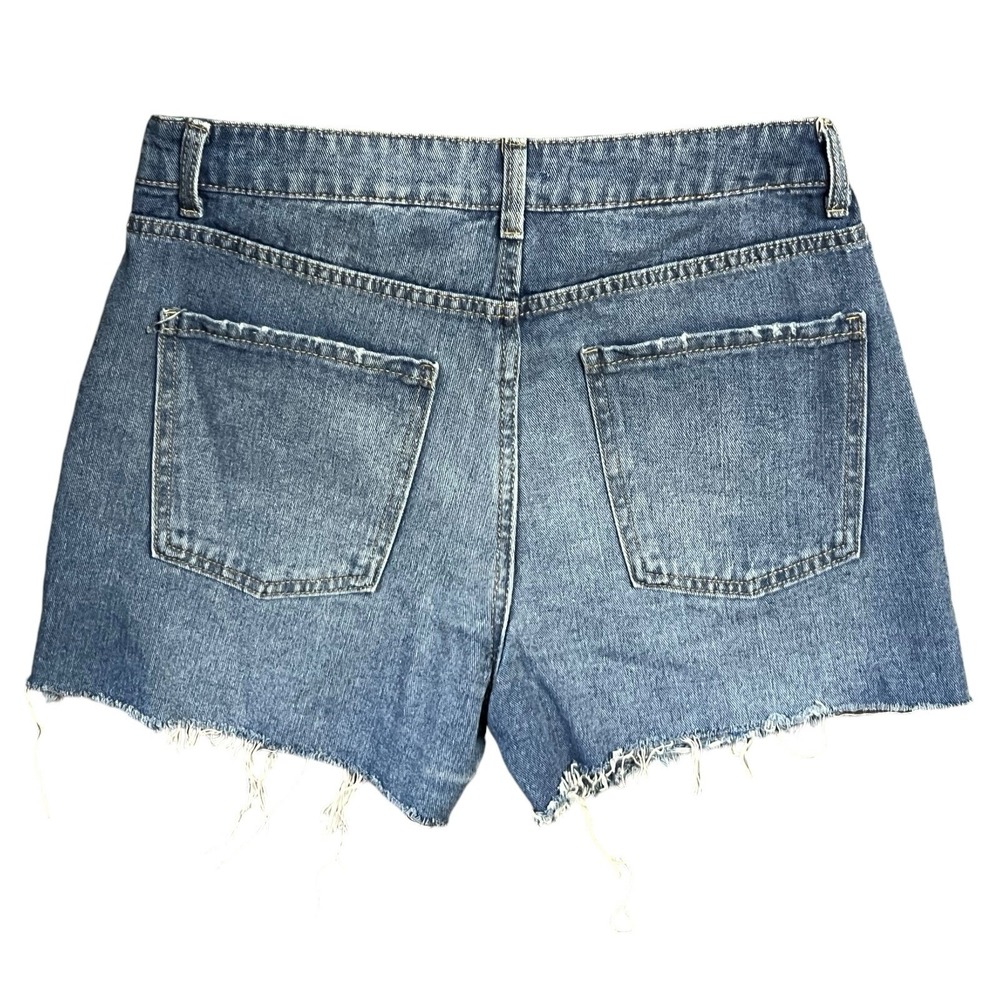No Boundaries Denim Shorts USA Star Embroidered Distressed Hem Blue Wash NEW 9 - Picture 7 of 11